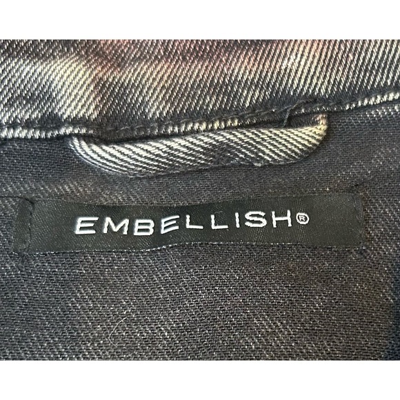 Embellish NYC Mens Multi Color Paint Splatter Denim Trucker Jacket Red Size M - Picture 4 of 8